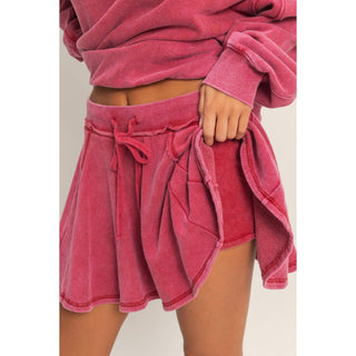 Acid Washed Flowy Skort