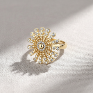 CZ Rotating Sunflower Ring