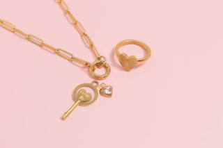 Gold Paperclip Carabiner Charm Holder Necklace