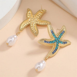 Starfish Earring w/ Dangle Pearl