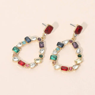 Stone Cluster Teardrop Earrings
