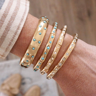 Gold & Pearl Stretch Bangle