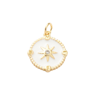 Gold North Star Compass Pave' Charm