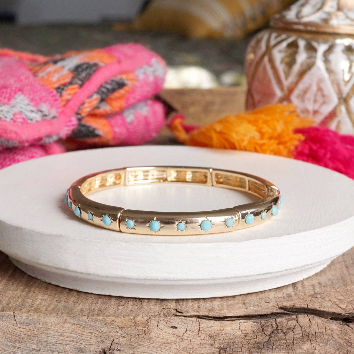 Gold-Tone Eternity Stretch Bangle