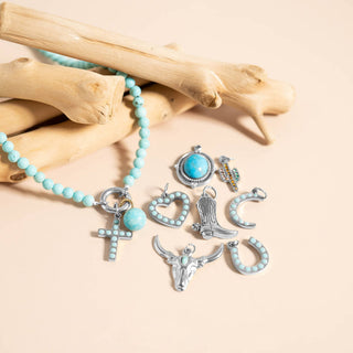 Turquoise Stone Cross Charm