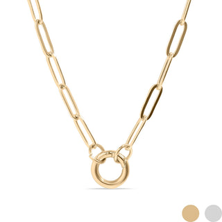 Gold Paperclip Carabiner Charm Holder Necklace