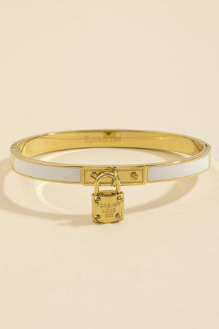 SS Enamel Padlock Charm Bracelet