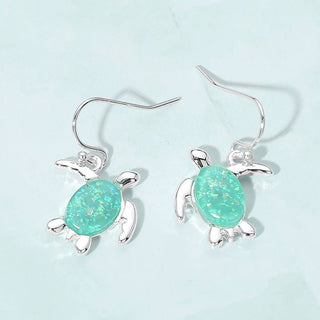 Sea Turtle Charm Drop Dangle Earrings