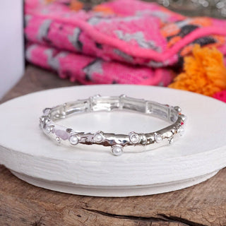 Stretchy Stackable Bangle Pearls and Rhinestones