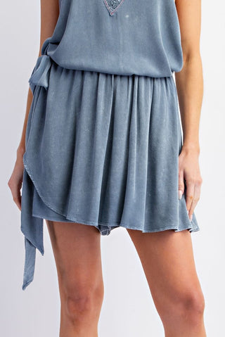 Mineral Washed Crepe Wrap Skirt