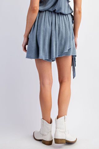 Mineral Washed Crepe Wrap Skirt