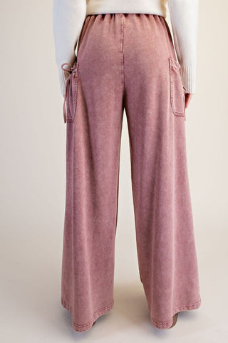 Washed Terry Knit Pants w/ Oversized Pockets