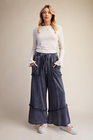 Wide Leg Washed Terry Pant