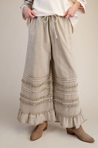 Washed Terry Tiered Ruffle Pants