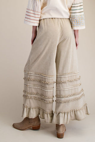 Washed Terry Tiered Ruffle Pants