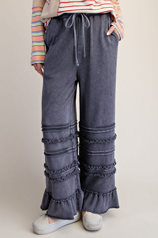 Washed Terry Tiered Ruffle Pants