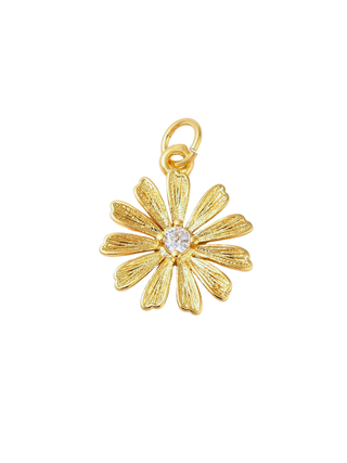 Gold Flower w/ Rhinestone Center Charm