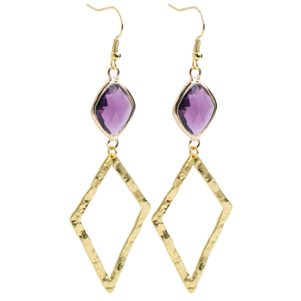 Long Glass Crystal Accented Earrings