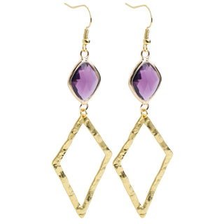 Long Glass Crystal Accented Earrings