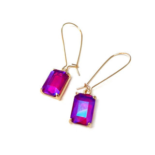 Midi Rectangle Glass Bead Dangle Earrings