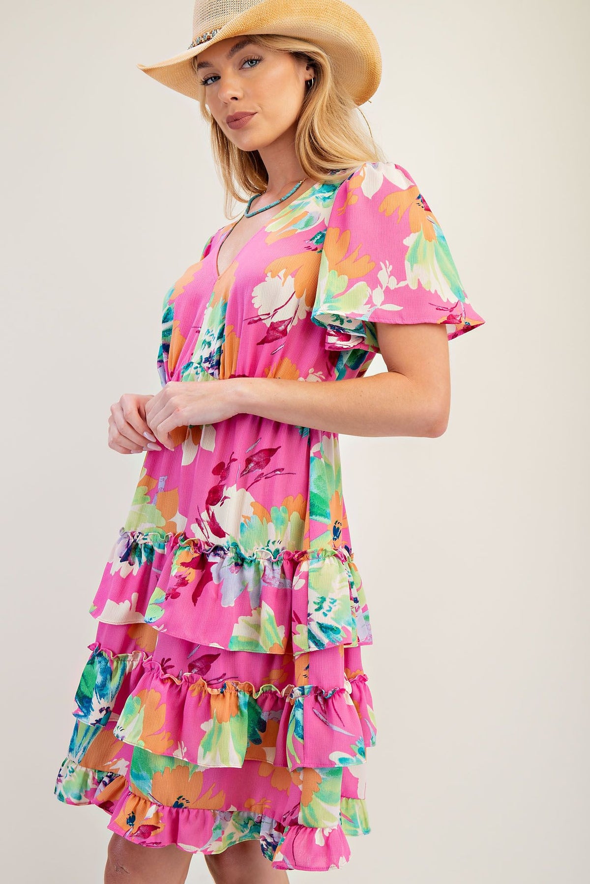 Printed Blink Ruffle Woven Dress