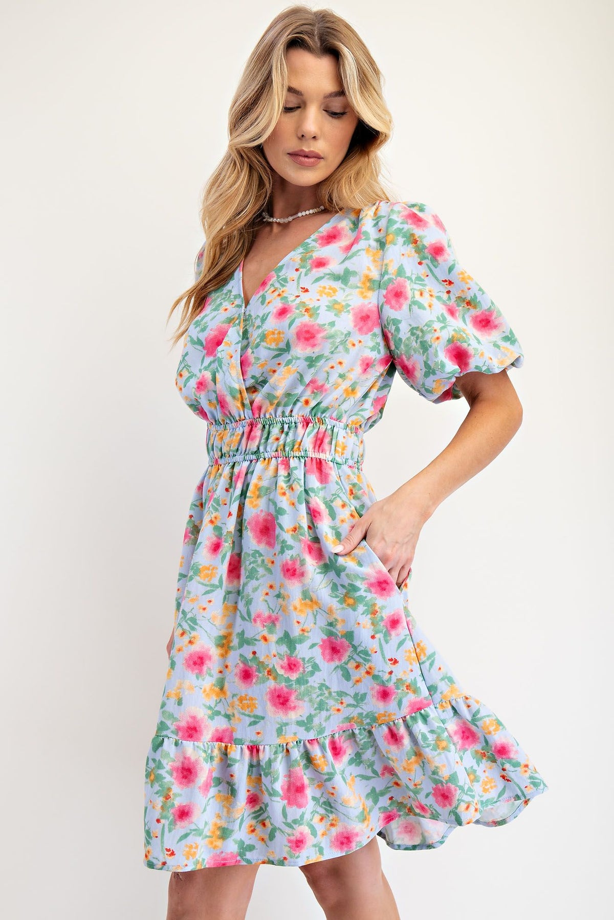 Floral Surplice Dress
