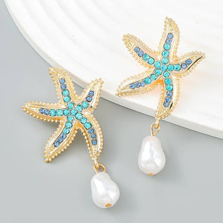 Starfish Earring w/ Dangle Pearl