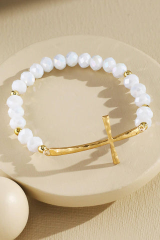 Beaded Cross Stretch Bracelet