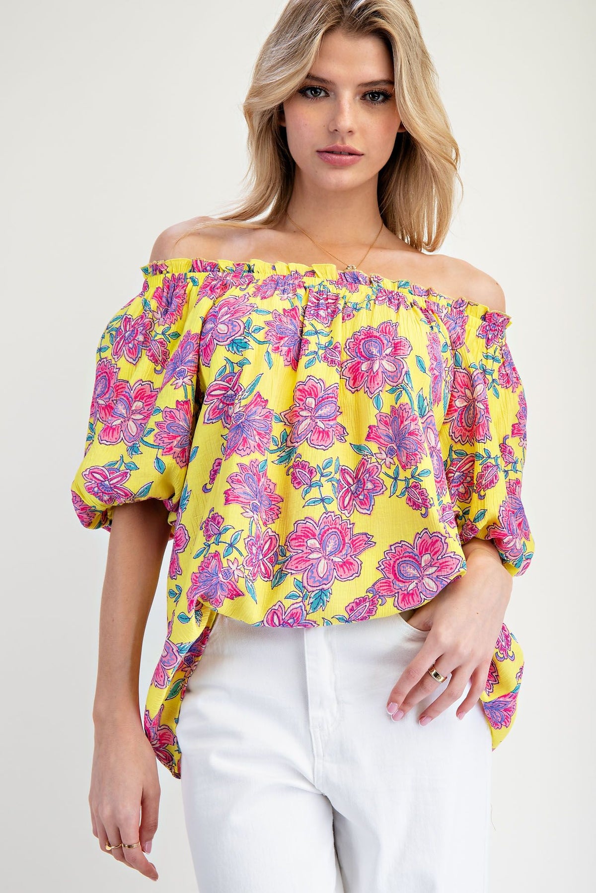 Printed Peach Blossom Woven Top