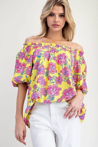 Printed Peach Blossom Woven Top