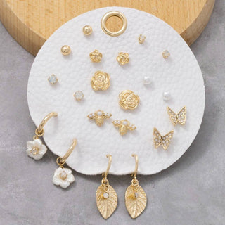 Mixed Flowers & Butterflies Earrings Set