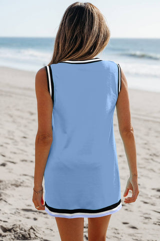 Colorblock  V Neck Active Mini Dress