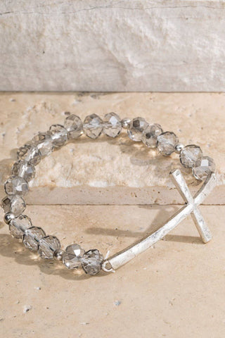 Hammered Metal Cross Bracelet