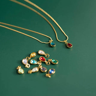 Gold Teardrop Birthstone Charm
