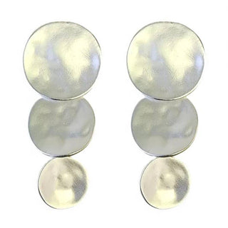 Silver Graduated Disc Statement Earrings