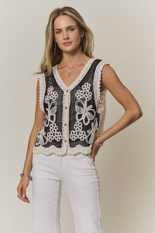 Floral Butterfly Crochet Vest Top