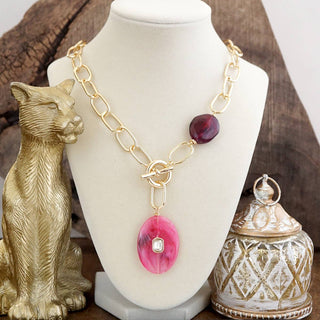 Marbled Acrylic Stone Lariat Necklace