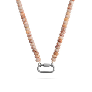 Brown Chunky Glass Bead Carabiner Necklace