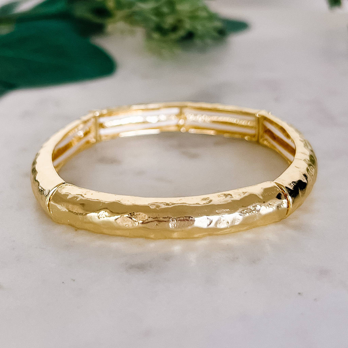 Hammered Stretch Bangle Bracelet