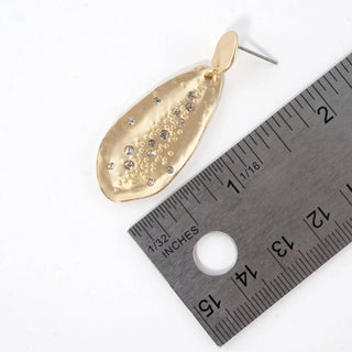 Hammered Drop Sprinkle Crystal Earrings
