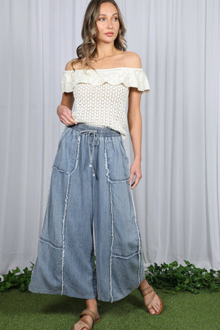 Washed Chambray Denim Crop