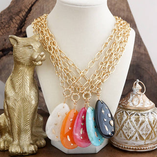 Acrylic Teardrop Charm Necklace