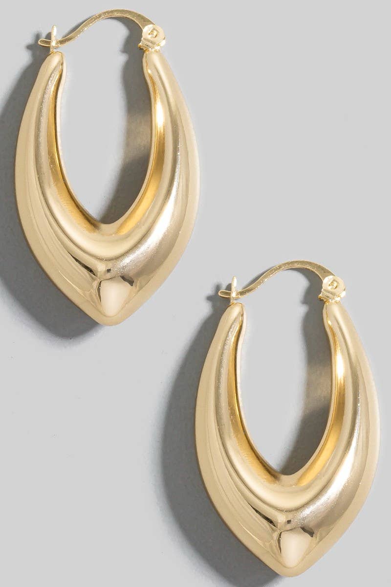 Long Pointed Oval Latch Hoop Earrings