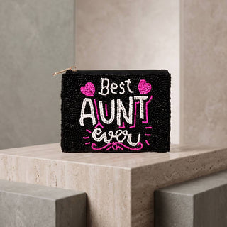 Best Aunt Ever Beaded Coin Pouch