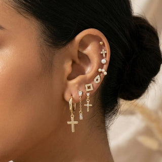 10 Pair Assorted Cross Mini Earrings Set