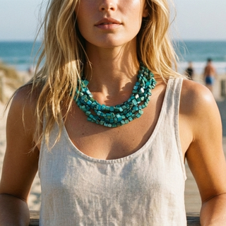Chunky Turquoise Beaded Collar Necklace