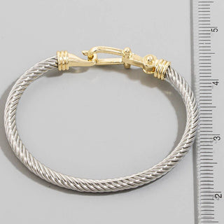 Two Tone Hook Bangle Bracelet