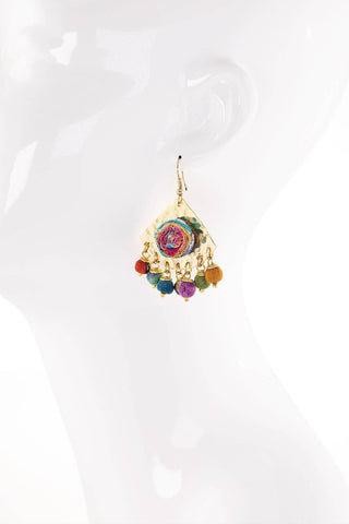 Mixed Metal & Multicolor Beads Earrings