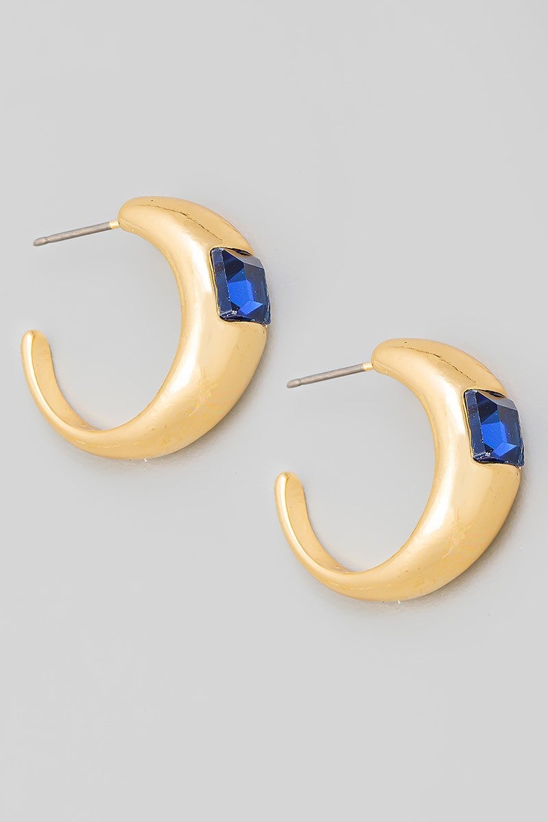 Crystal Square Hoop Earring