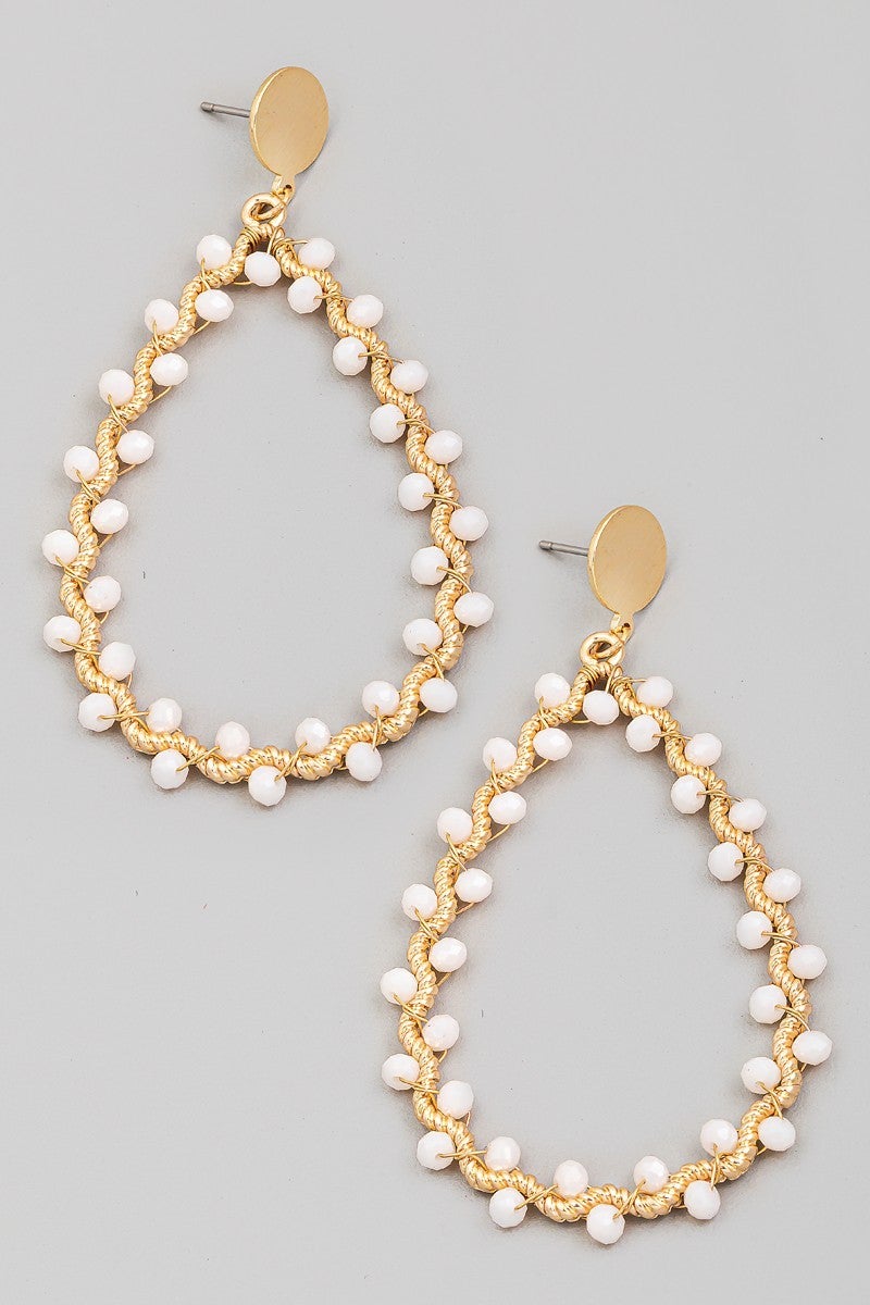 Ivory Bead Twist Drop Earrings